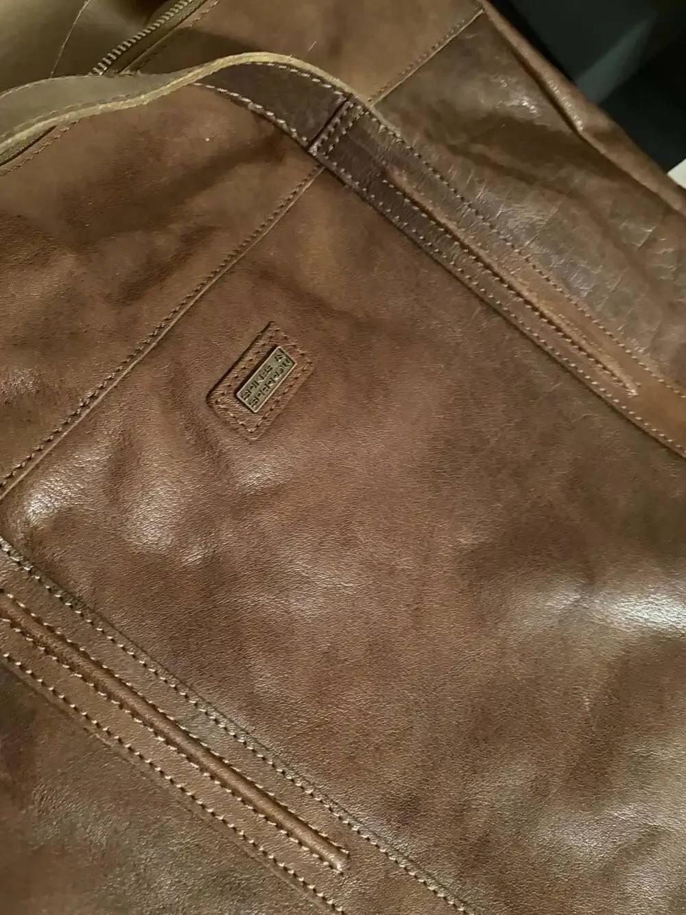 Spikes & Sparrow Brown Genuine Leather Laptop Tote Bag
